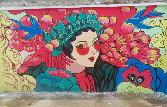 德格墙体彩绘-网红墙