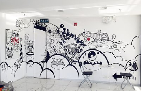 德格手绘墙并非传统涂鸦。