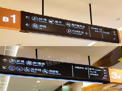 德格如何通过商场标识牌引导客流分布？